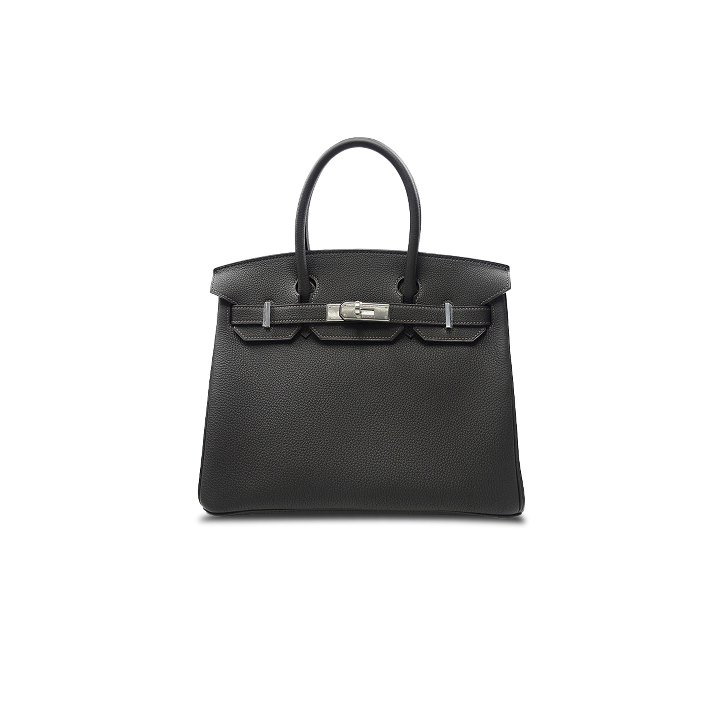 H**mes birkin 35 epsom leather black bag silver buckle bag bk303stgss (35*28*18cm)